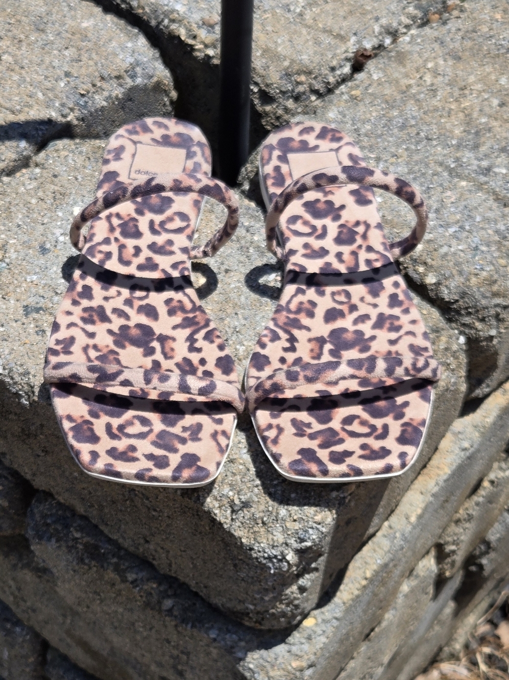 Dolce Vita Leopard Print Slide Sandals - Tan & Black